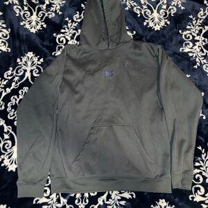 Pro Edge Black Crewneck Hoodie with Small Purple 'M' Logo
